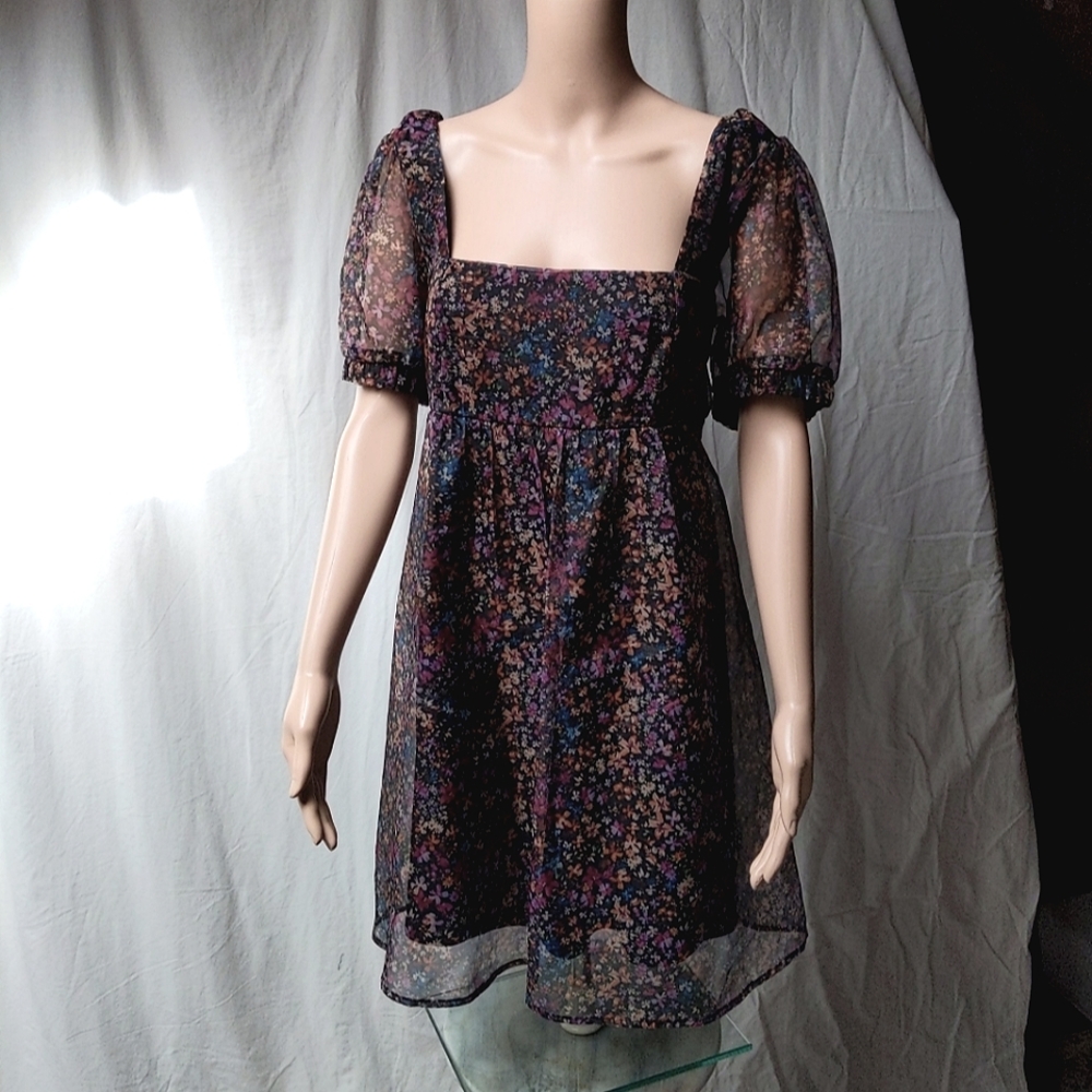 NWOT Sexy Baby doll dress / Puff sleeves / Sheer / Mini / L